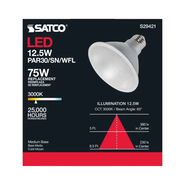 12.5 Watt - PAR30SN LED - 3000K - 60 deg. Beam Angle - Medium base - 120 Volt - Image 7
