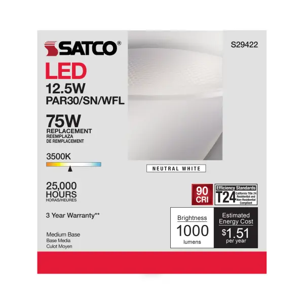 12.5 Watt - PAR30SN LED - 3500K - 60 deg. Beam Angle - Medium base - 120 Volt - Image 6