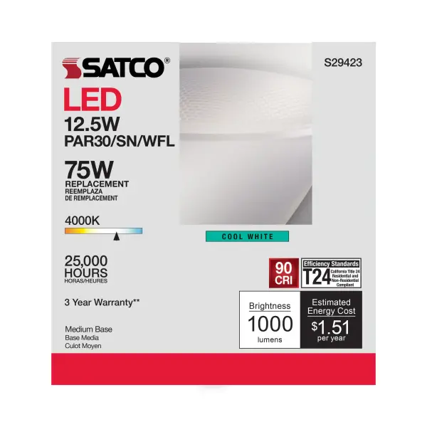 12.5 Watt - PAR30SN LED - 4000K - 60 deg. Beam Angle - Medium base - 120 Volt - Image 6
