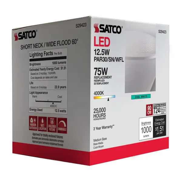 12.5 Watt - PAR30SN LED - 4000K - 60 deg. Beam Angle - Medium base - 120 Volt - Image 10