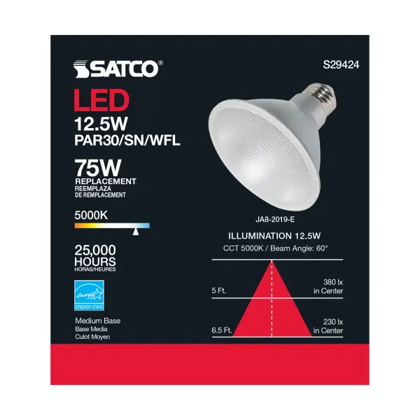 12.5 Watt - PAR30SN LED - 5000K - 60 deg. Beam Angle - Medium base - 120 Volt - Image 6