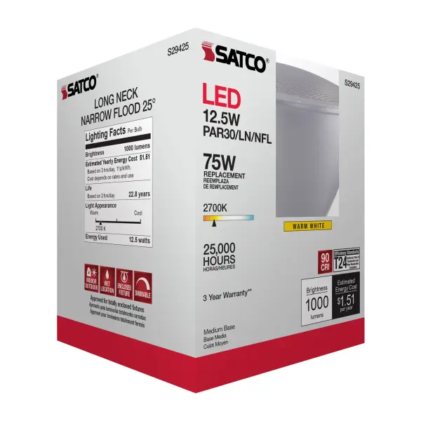12.5 Watt - PAR30LN LED - 2700K - 25 deg. Beam Angle - Medium base - 120 Volt - Image 11