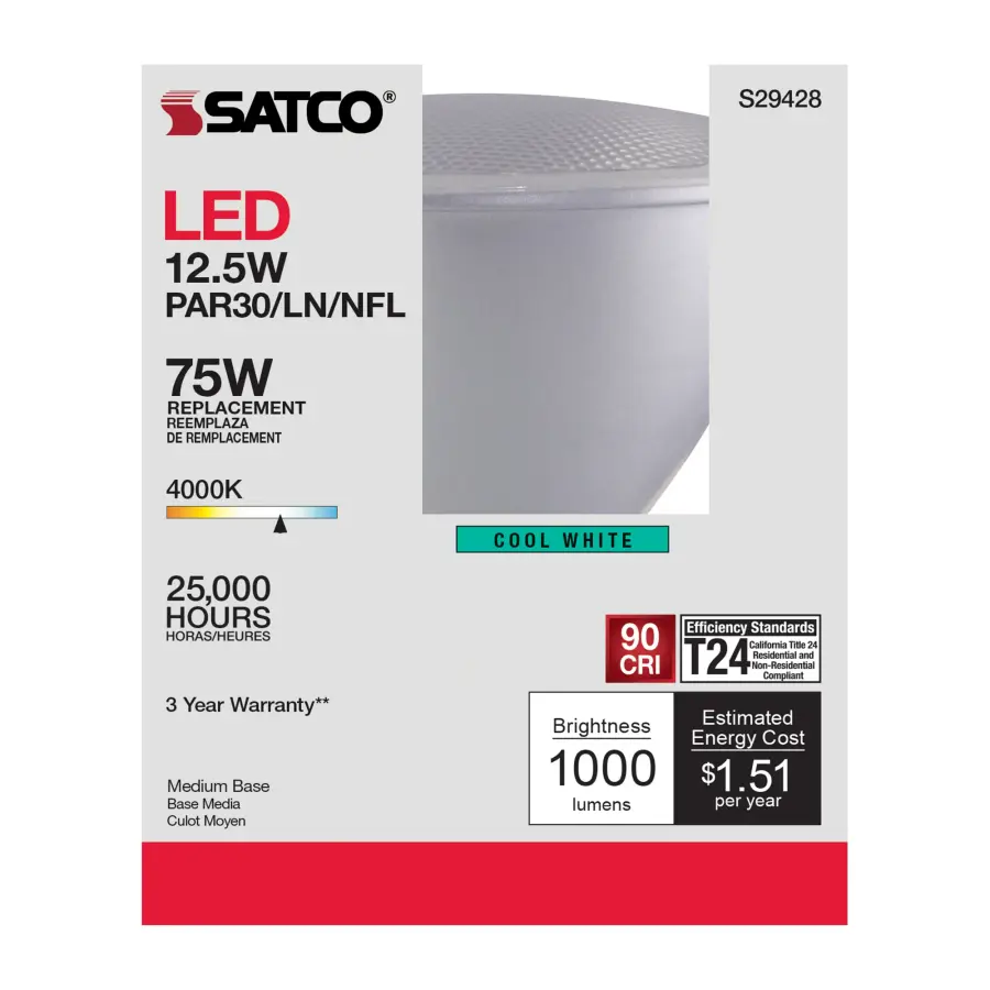 12.5 Watt - PAR30LN LED - 4000K - 25 deg. Beam Angle - Medium base - 120 Volt - Image 6