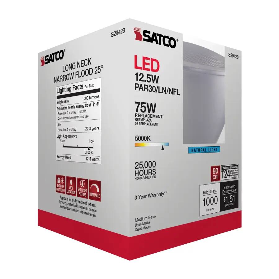 12.5 Watt - PAR30LN LED - 5000K - 25 deg. Beam Angle - Medium base - 120 Volt - Image 11