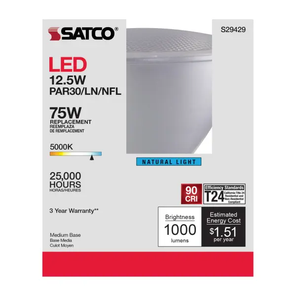 12.5 Watt - PAR30LN LED - 5000K - 25 deg. Beam Angle - Medium base - 120 Volt - Image 6