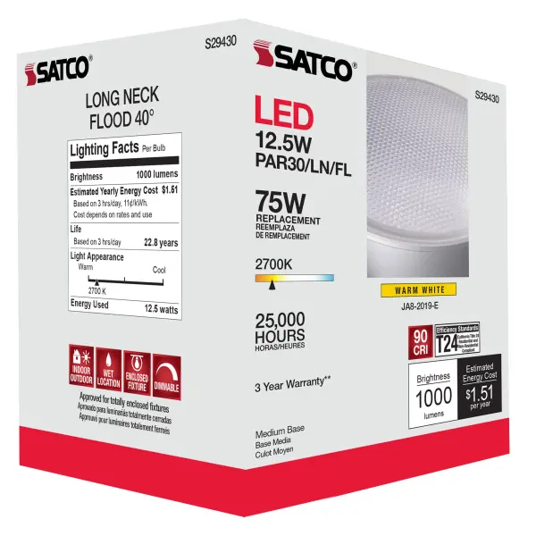 12.5 Watt - PAR30LN LED - 2700K - 40 deg. Beam Angle - Medium base - 120 Volt - Image 11