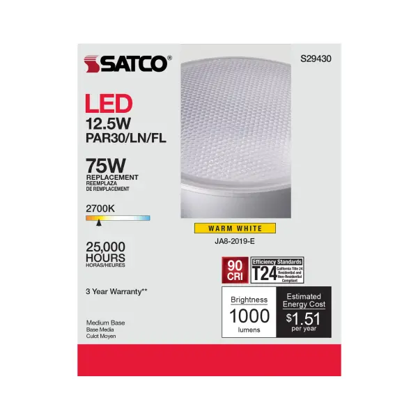 12.5 Watt - PAR30LN LED - 2700K - 40 deg. Beam Angle - Medium base - 120 Volt - Image 6