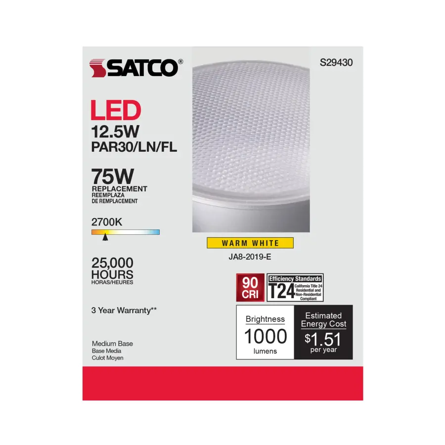 12.5 Watt - PAR30LN LED - 2700K - 40 deg. Beam Angle - Medium base - 120 Volt - Image 6