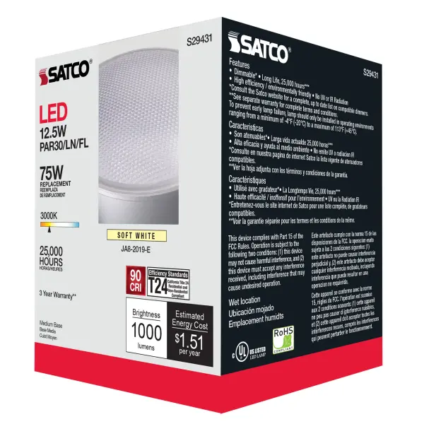 12.5 Watt - PAR30LN LED - 3000K - 40 deg. Beam Angle - Medium base - 120 Volt - Image 10