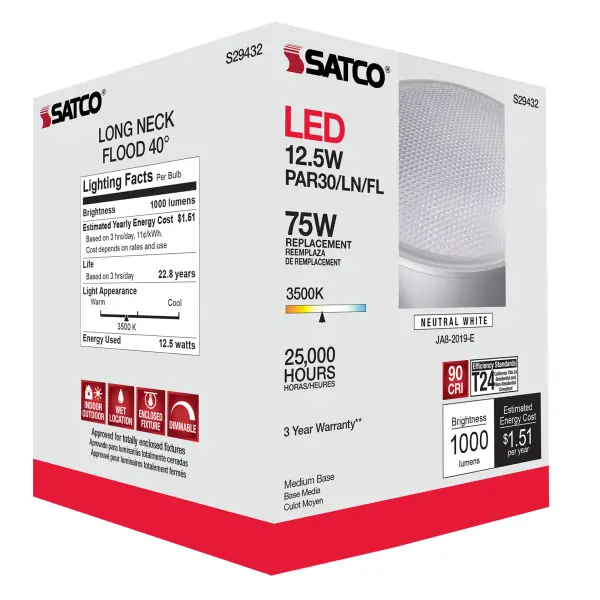 12.5 Watt - PAR30LN LED - 3500K - 40 deg. Beam Angle - Medium base - 120 Volt - Image 11