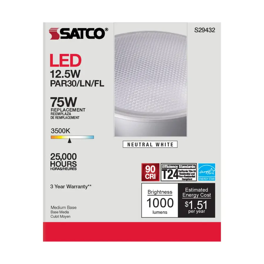 12.5 Watt - PAR30LN LED - 3500K - 40 deg. Beam Angle - Medium base - 120 Volt - Image 6