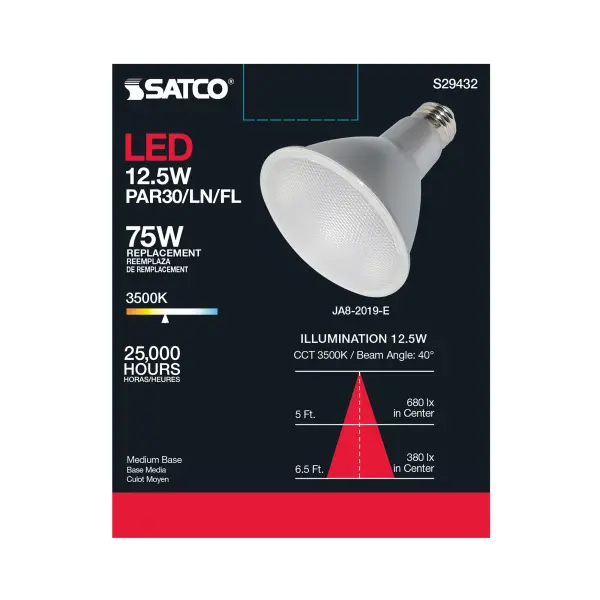 12.5 Watt - PAR30LN LED - 3500K - 40 deg. Beam Angle - Medium base - 120 Volt - Image 7