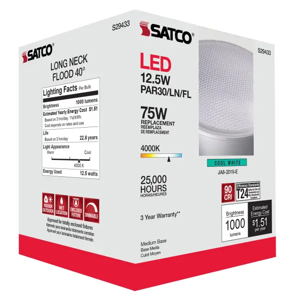 12.5 Watt - PAR30LN LED - 4000K - 40 deg. Beam Angle - Medium base - 120 Volt - Image 11