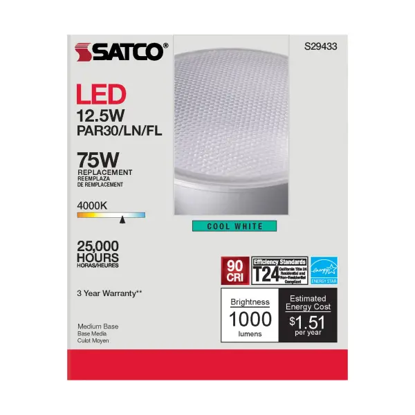12.5 Watt - PAR30LN LED - 4000K - 40 deg. Beam Angle - Medium base - 120 Volt - Image 6