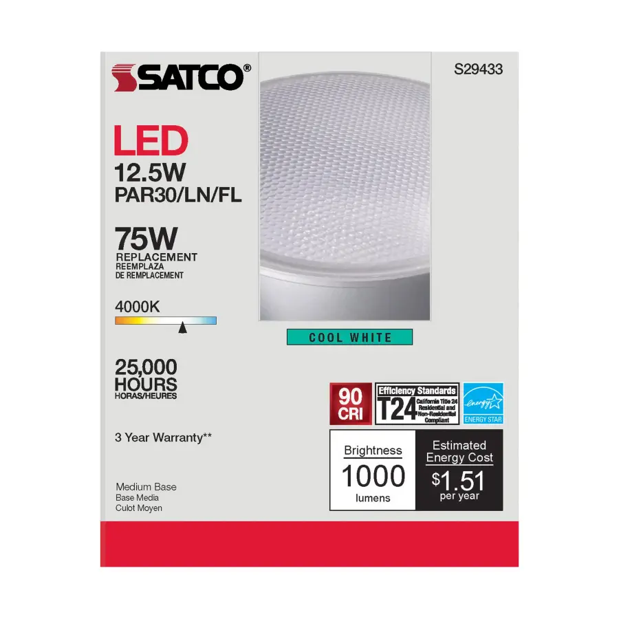 12.5 Watt - PAR30LN LED - 4000K - 40 deg. Beam Angle - Medium base - 120 Volt - Image 6