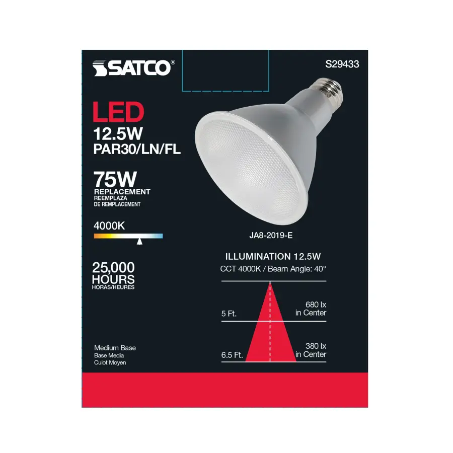 12.5 Watt - PAR30LN LED - 4000K - 40 deg. Beam Angle - Medium base - 120 Volt - Image 7