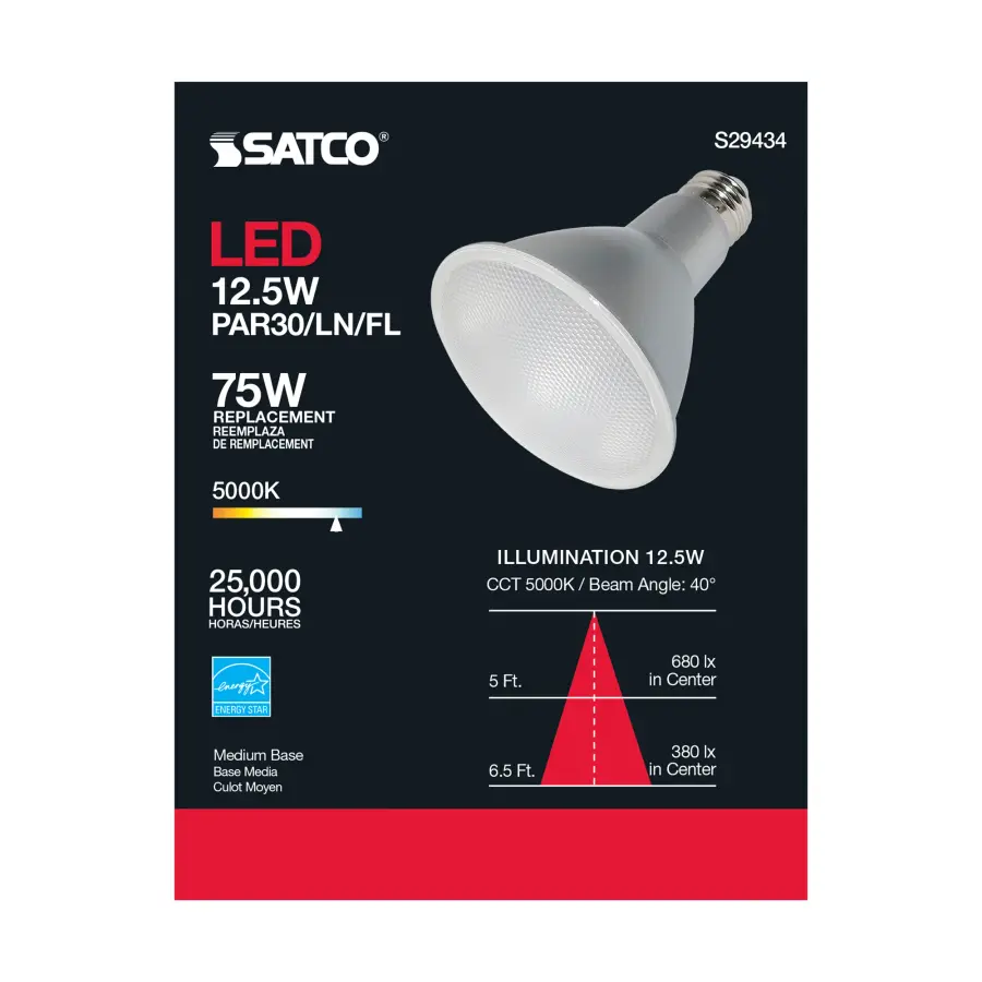 12.5 Watt - PAR30LN LED - 5000K - 40 deg. Beam Angle - Medium base - 120 Volt - Image 6