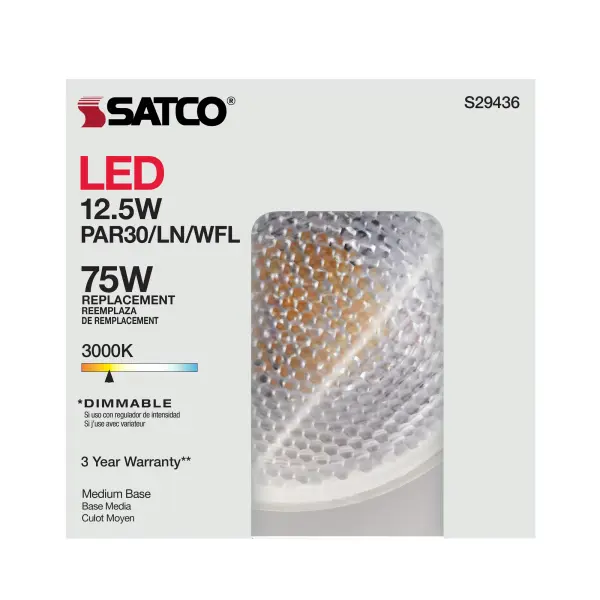 12.5 Watt - PAR30LN LED - 3000K - 60 deg. Beam Angle - Medium base - 120 Volt - Image 12