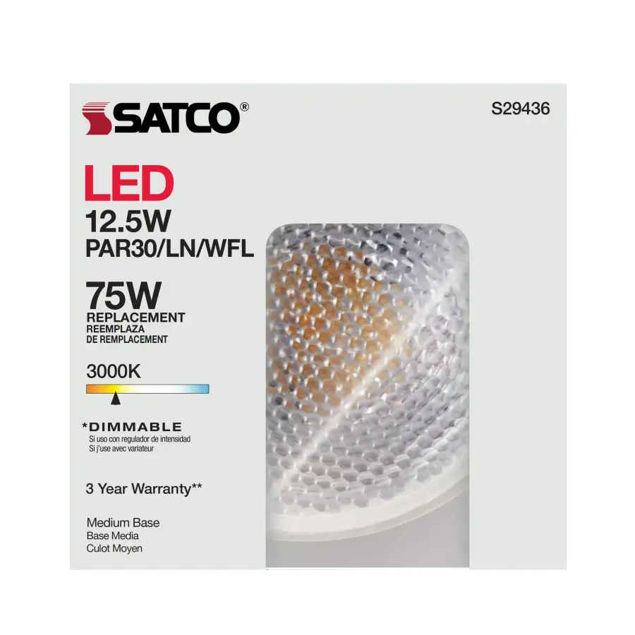 12.5 Watt - PAR30LN LED - 3000K - 60 deg. Beam Angle - Medium base - 120 Volt - Image 12