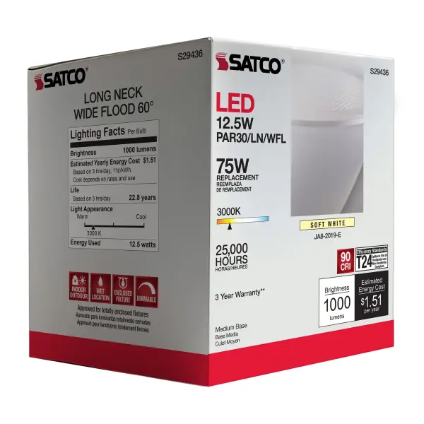 12.5 Watt - PAR30LN LED - 3000K - 60 deg. Beam Angle - Medium base - 120 Volt - Image 10