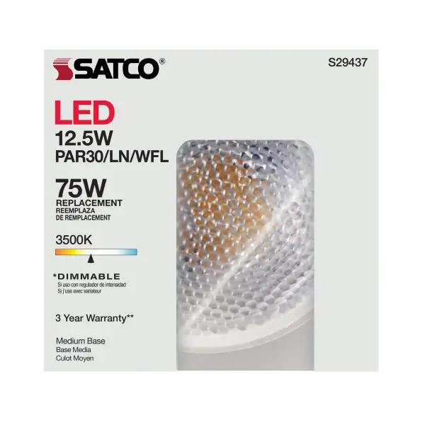 12.5 Watt - PAR30LN LED - 3500K - 60 deg. Beam Angle - Medium base - 120 Volt - Image 12