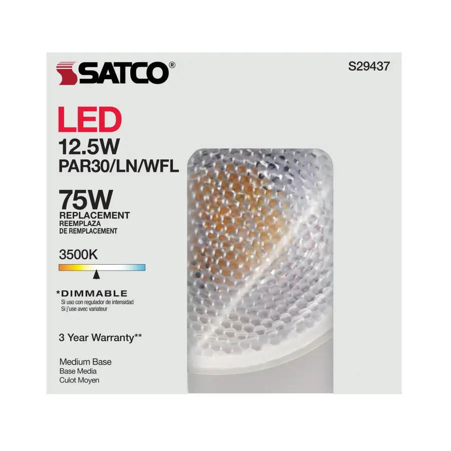 12.5 Watt - PAR30LN LED - 3500K - 60 deg. Beam Angle - Medium base - 120 Volt - Image 12