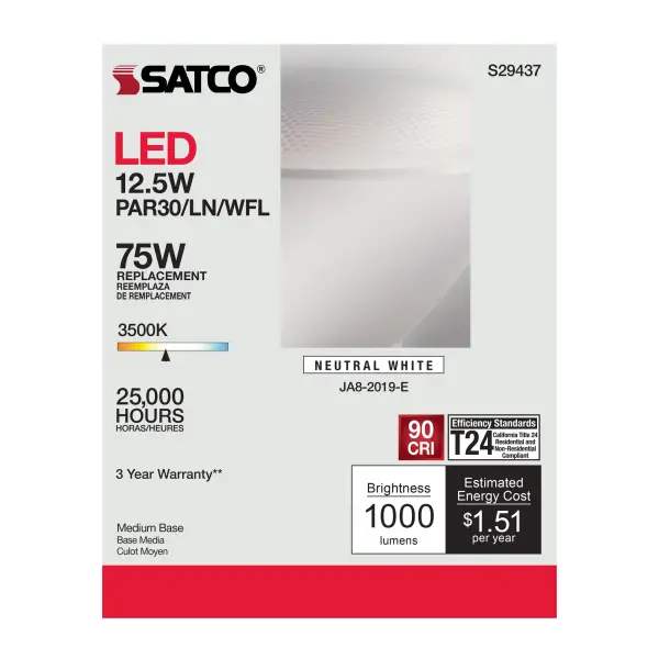 12.5 Watt - PAR30LN LED - 3500K - 60 deg. Beam Angle - Medium base - 120 Volt - Image 6