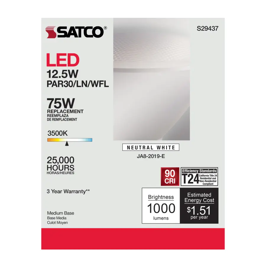 12.5 Watt - PAR30LN LED - 3500K - 60 deg. Beam Angle - Medium base - 120 Volt - Image 6