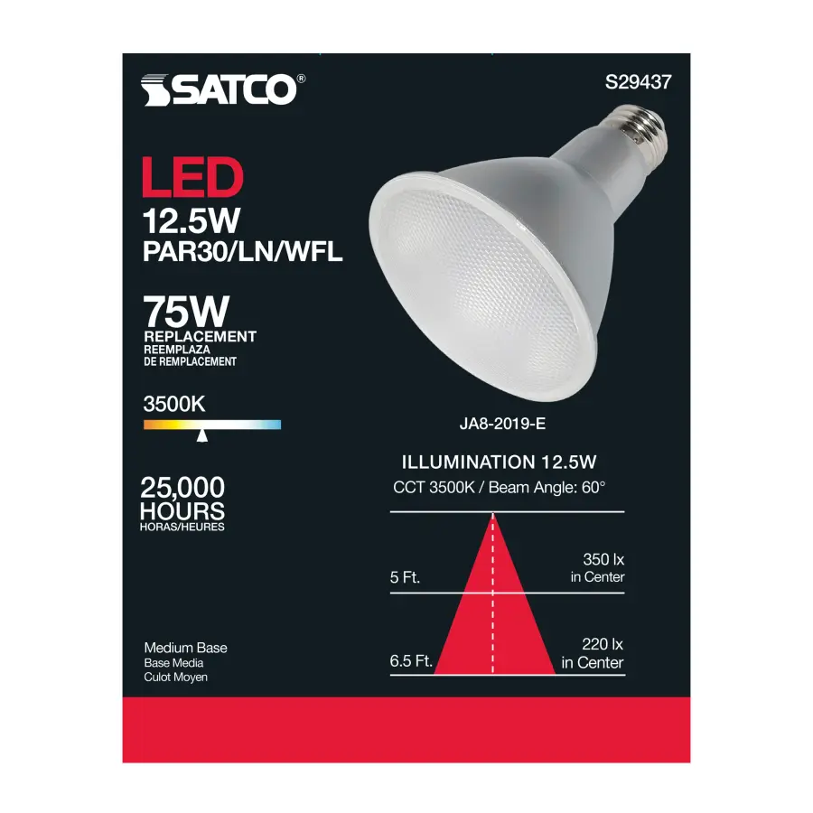 12.5 Watt - PAR30LN LED - 3500K - 60 deg. Beam Angle - Medium base - 120 Volt - Image 7