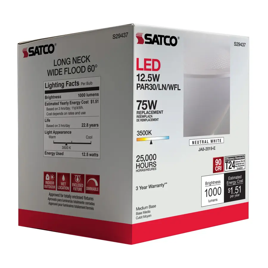 12.5 Watt - PAR30LN LED - 3500K - 60 deg. Beam Angle - Medium base - 120 Volt - Image 10