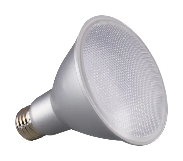 Satco's LED 12.5-watt, PAR30LN lamp maintains the familiar look of the Halogen PAR and Gen1 LED lamps they replace; but at 90 CRI and a higher lumens per watt ratio, it delivers superior light and improved efficiency. Designed for use in track, recessed fixtures and wet locations including outdoor and landscape applications, this versatile lamp has a multitude of applications. This lamp is dimmable and delivers 25,000 hours of cool white light.