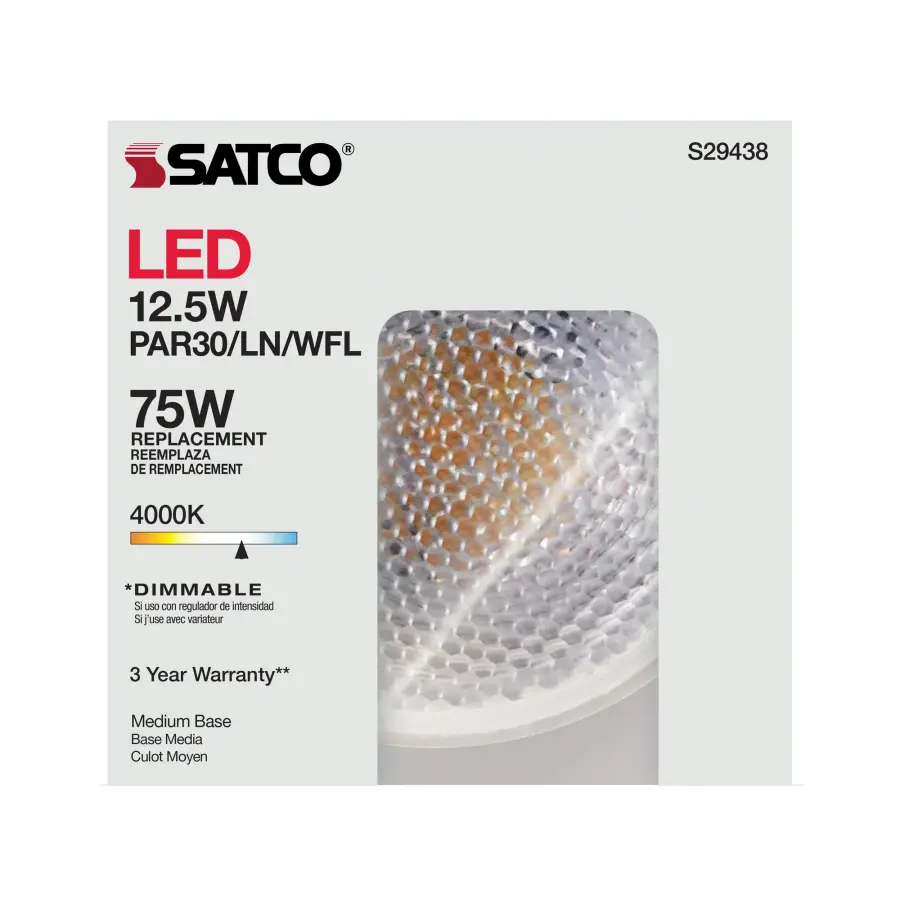 12.5 Watt - PAR30LN LED - 4000K - 60 deg. Beam Angle - Medium base - 120 Volt - Image 12