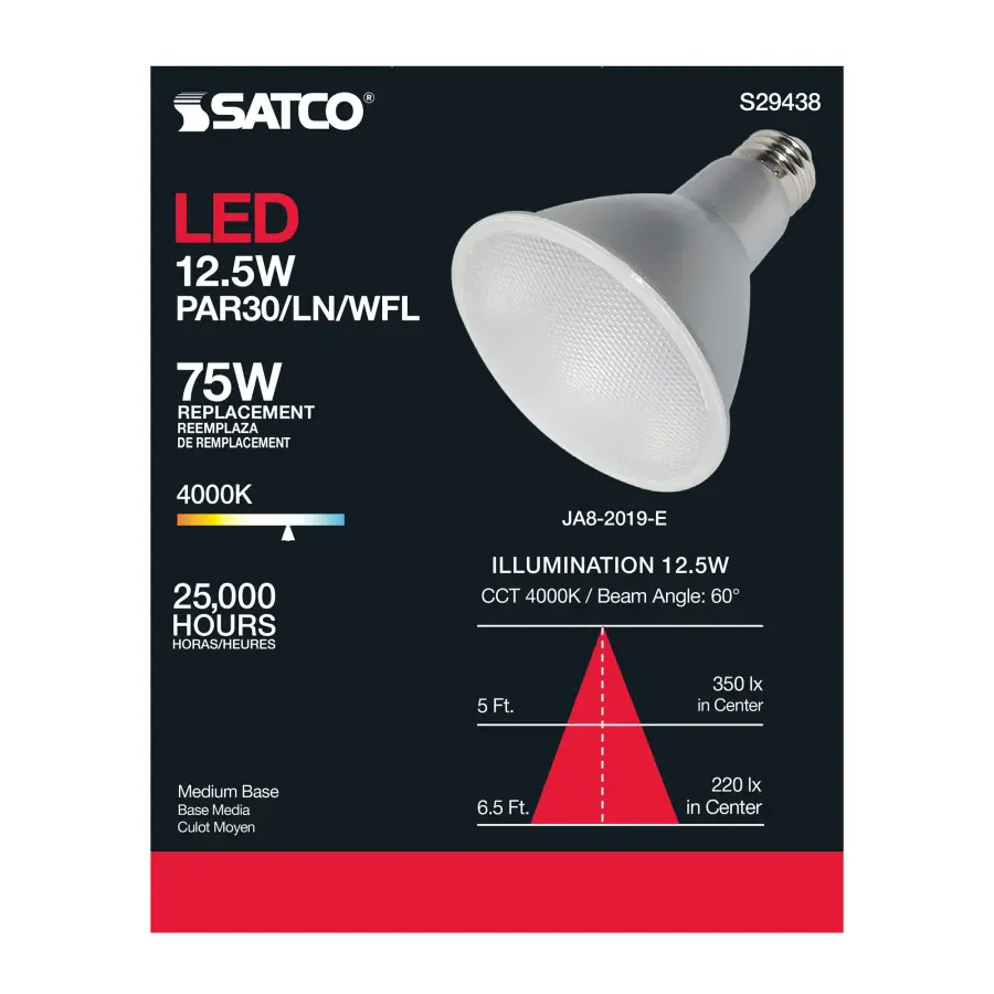 12.5 Watt - PAR30LN LED - 4000K - 60 deg. Beam Angle - Medium base - 120 Volt - Image 7