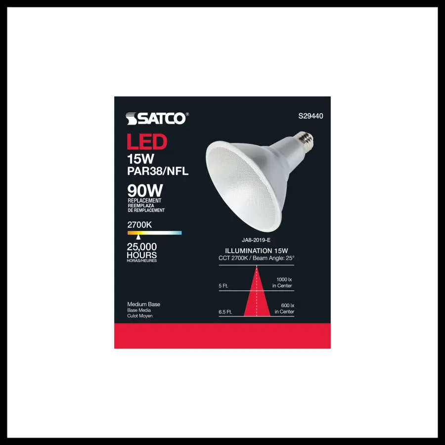 15 Watt - PAR38 LED - 2700K - 25 deg. Beam Angle - Medium base - 120 Volt - Image 7