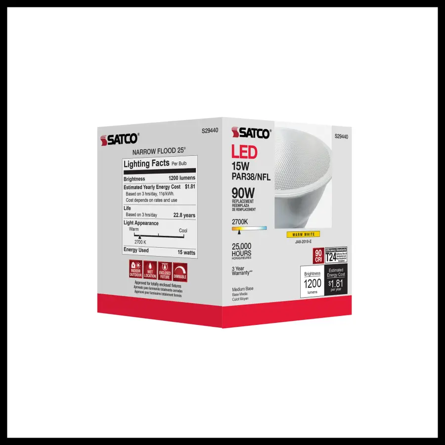 15 Watt - PAR38 LED - 2700K - 25 deg. Beam Angle - Medium base - 120 Volt - Image 10