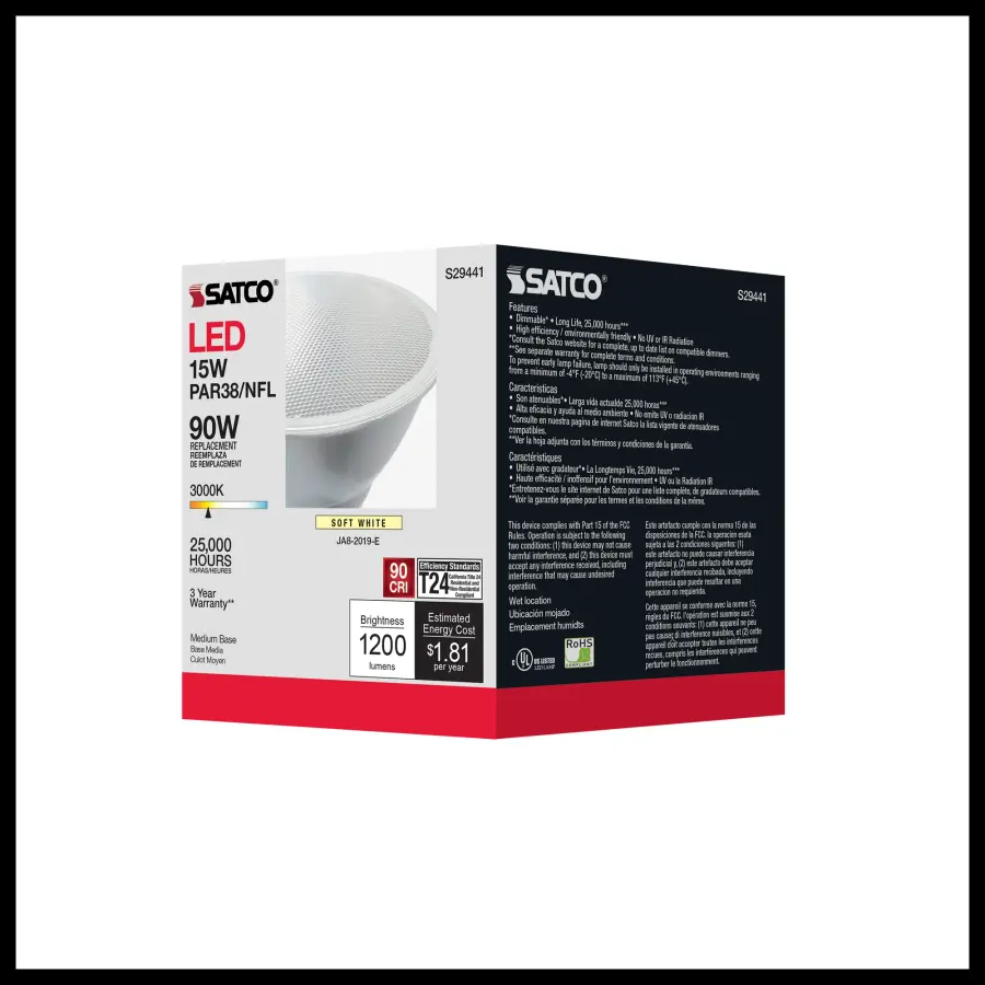 15 Watt - PAR38 LED - 3000K - 25 deg. Beam Angle - Medium base - 120 Volt - Image 11
