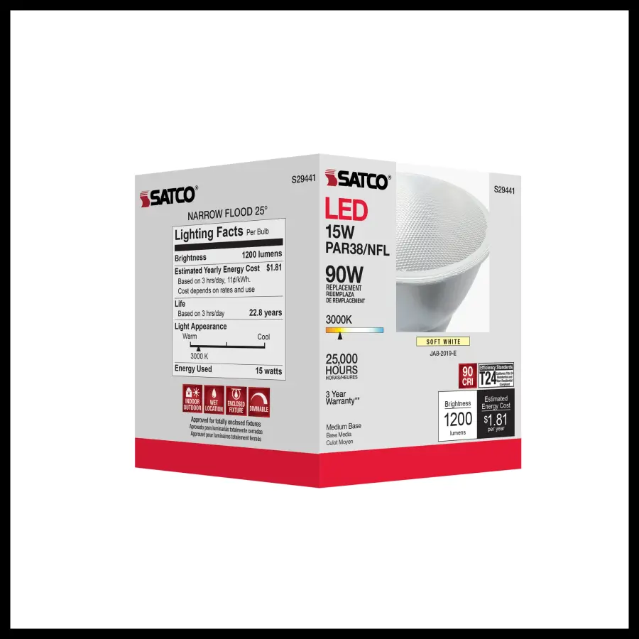 15 Watt - PAR38 LED - 3000K - 25 deg. Beam Angle - Medium base - 120 Volt - Image 10