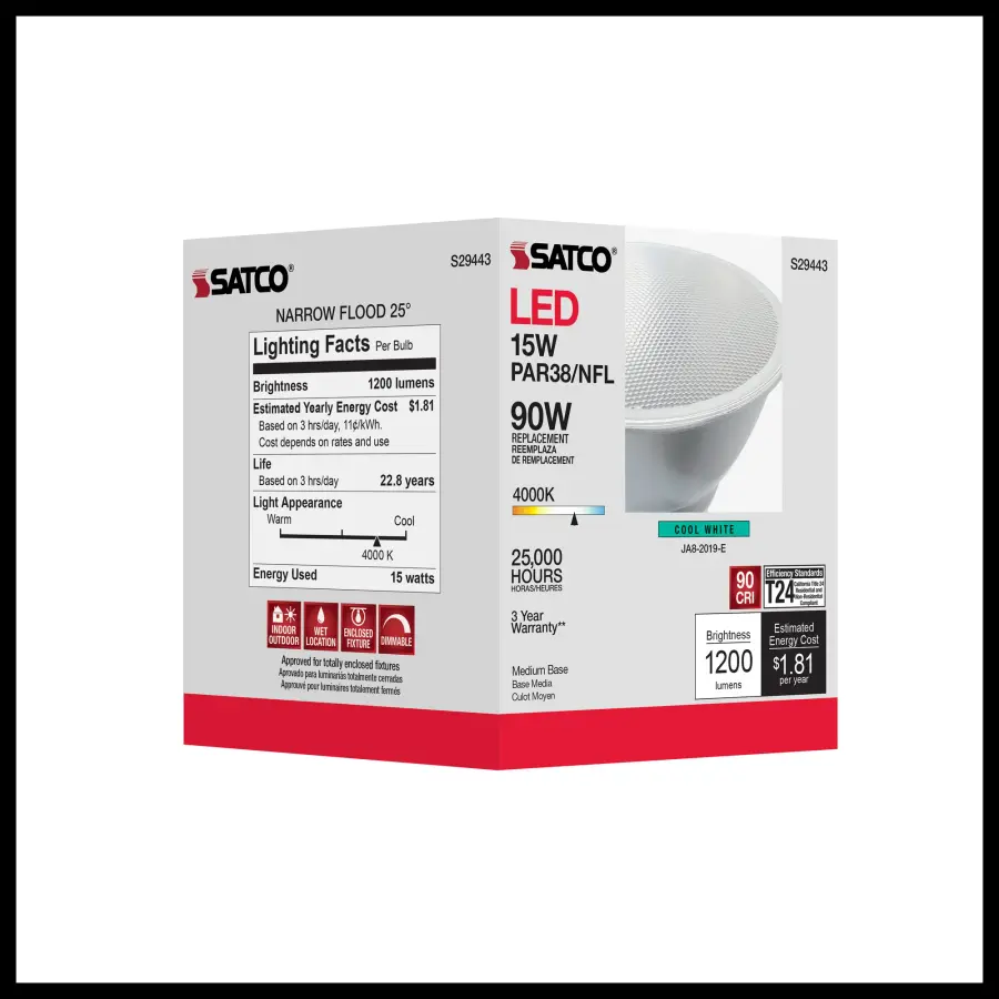 15 Watt - PAR38 LED - 4000K - 25 deg. Beam Angle - Medium base - 120 Volt - Image 10