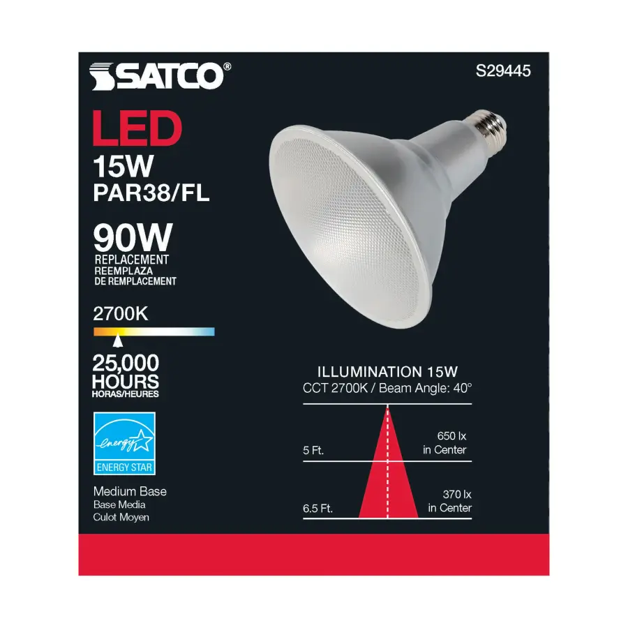 15 Watt - PAR38 LED - 2700K - 40 deg. Beam Angle - Medium base - 120 Volt - Image 7