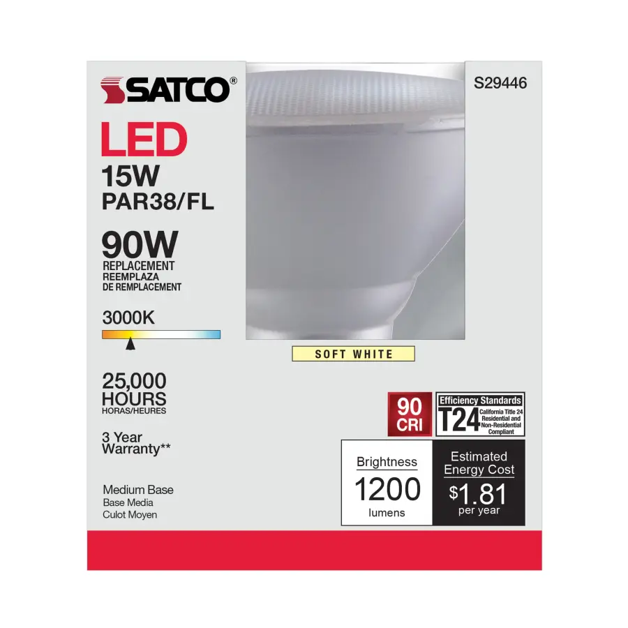 15 Watt - PAR38 LED - 3000K - 40 deg. Beam Angle - Medium base - 120 Volt - Image 6
