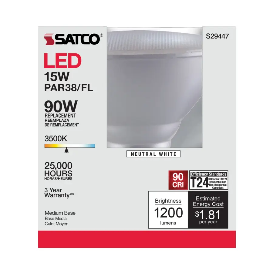 15 Watt - PAR38 LED - 3500K - 40 deg. Beam Angle - Medium base - 120 Volt - Image 6