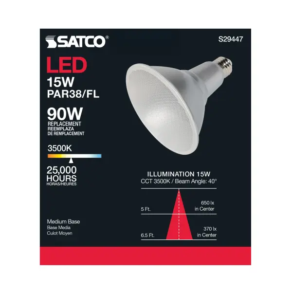 15 Watt - PAR38 LED - 3500K - 40 deg. Beam Angle - Medium base - 120 Volt - Image 7
