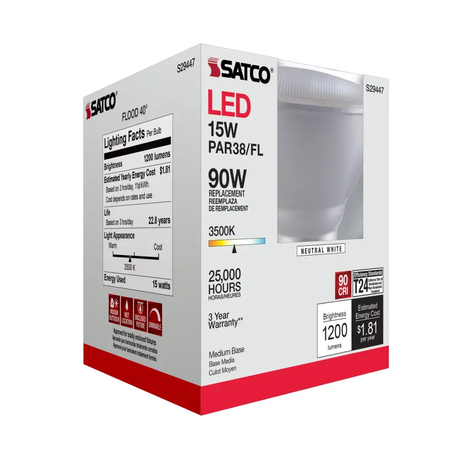 15 Watt - PAR38 LED - 3500K - 40 deg. Beam Angle - Medium base - 120 Volt - Image 10