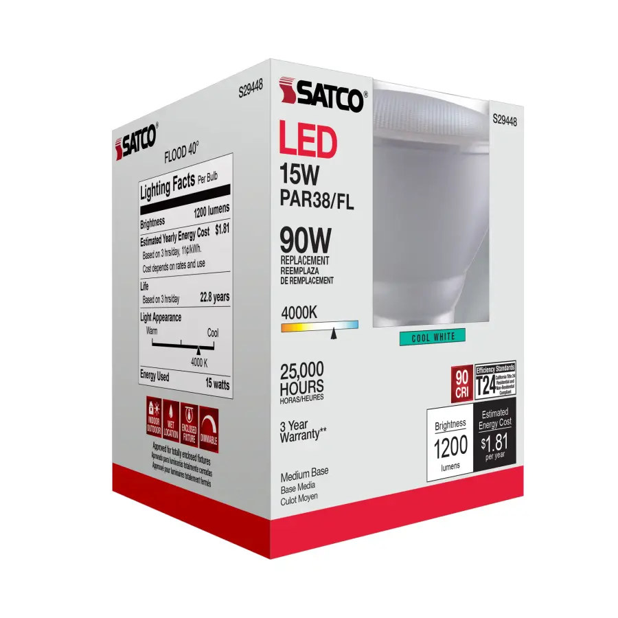 15 Watt - PAR38 LED - 4000K - 40 deg. Beam Angle - Medium base - 120 Volt - Image 10