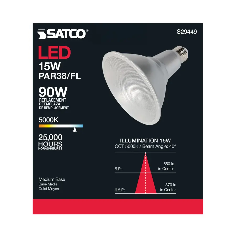 15 Watt - PAR38 LED - 5000K - 40 deg. Beam Angle - Medium base - 120 Volt - Image 7