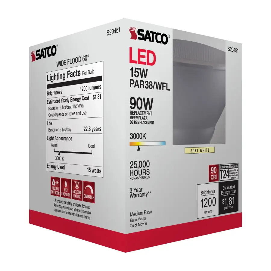 15 Watt - PAR38 LED - 3000K - 60 deg. Beam Angle - Medium base - 120 Volt - Image 11