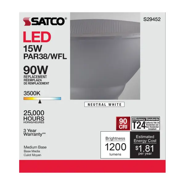 15 Watt - PAR38 LED - 3500K - 60 deg. Beam Angle - Medium base - 120 Volt - Image 6