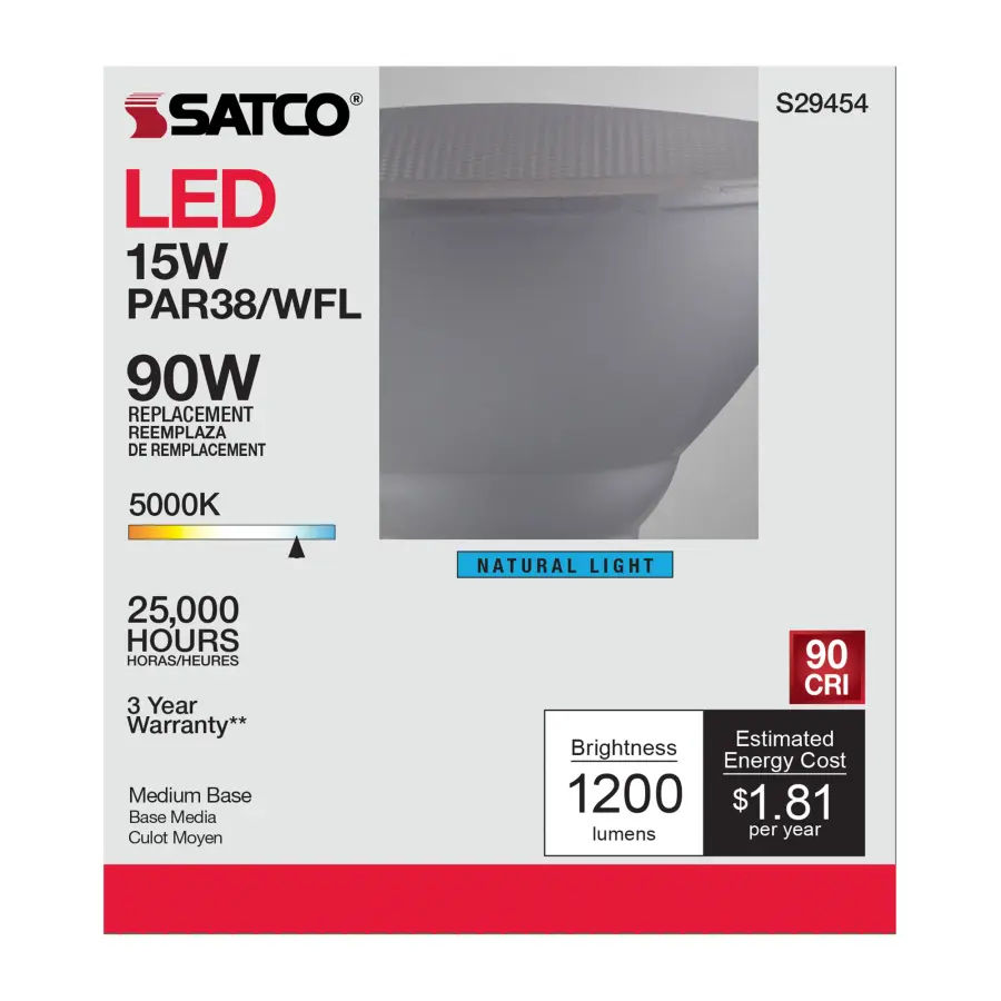 15 Watt - PAR38 LED - 5000K - 60 deg. Beam Angle - Medium base - 120 Volt - Image 6