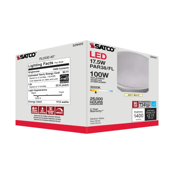 17.5 Watt - PAR38 LED - 3000K - 40 deg. Beam Angle - Medium base - 120 Volt - Image 11