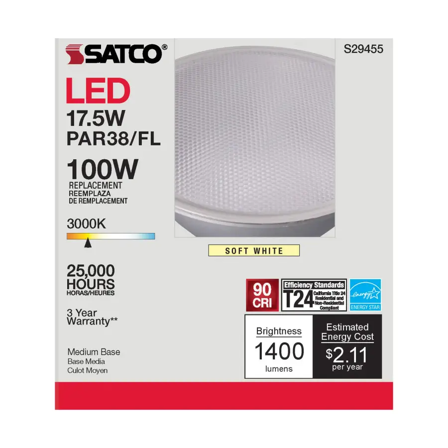 17.5 Watt - PAR38 LED - 3000K - 40 deg. Beam Angle - Medium base - 120 Volt - Image 6
